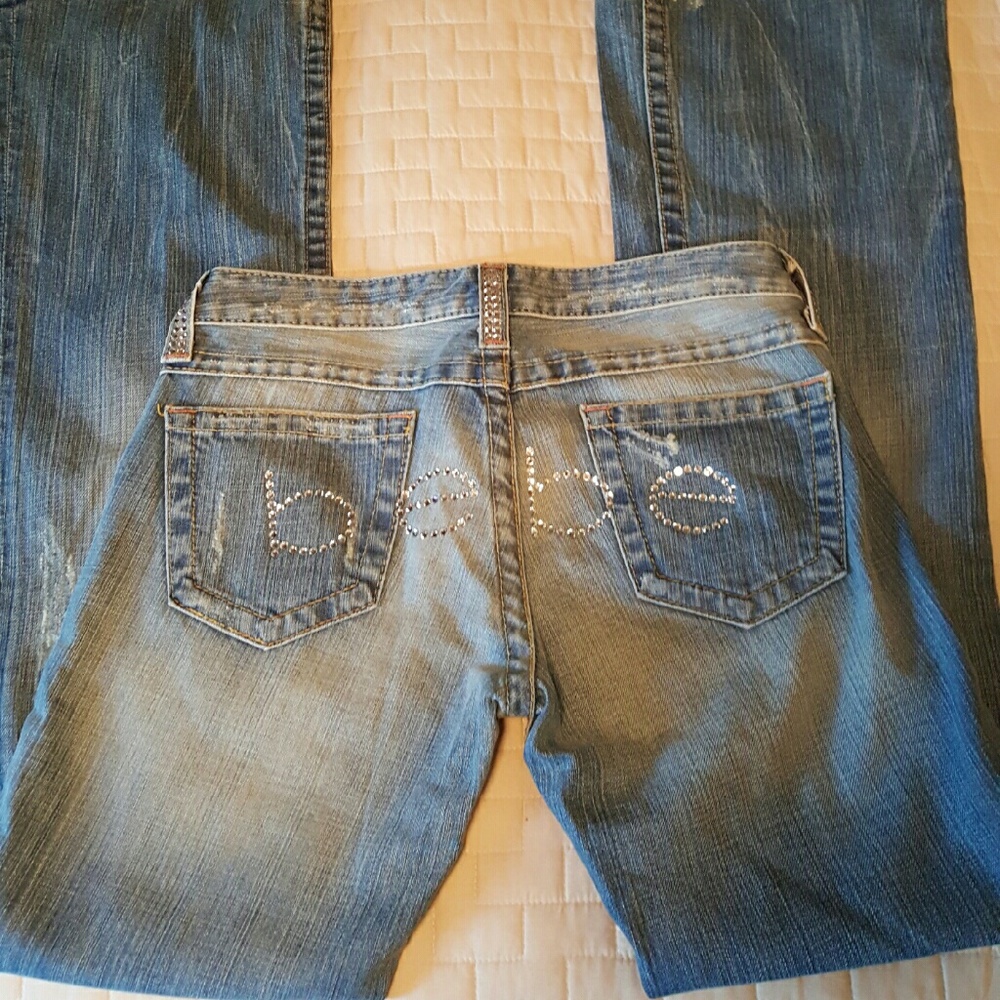 NWT VINTAGE Y2K BEBE SWAROVSKI LIGHT DENIM JEANS SIZE 28